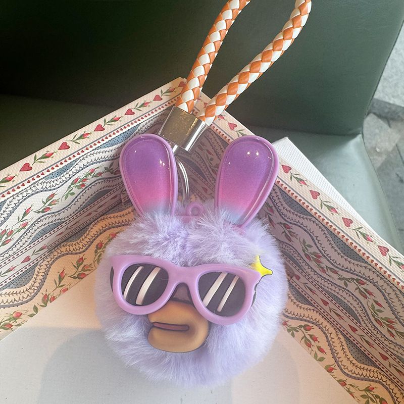 Schlüsselanhänger mit großem Mund und Bommelohren, süßer Plüsch-Autoanhänger, exquisiter Rucksackanhänger, trendiger cooler Schlüsselanhänger mit Internet-Berühmtheit_voghion.com