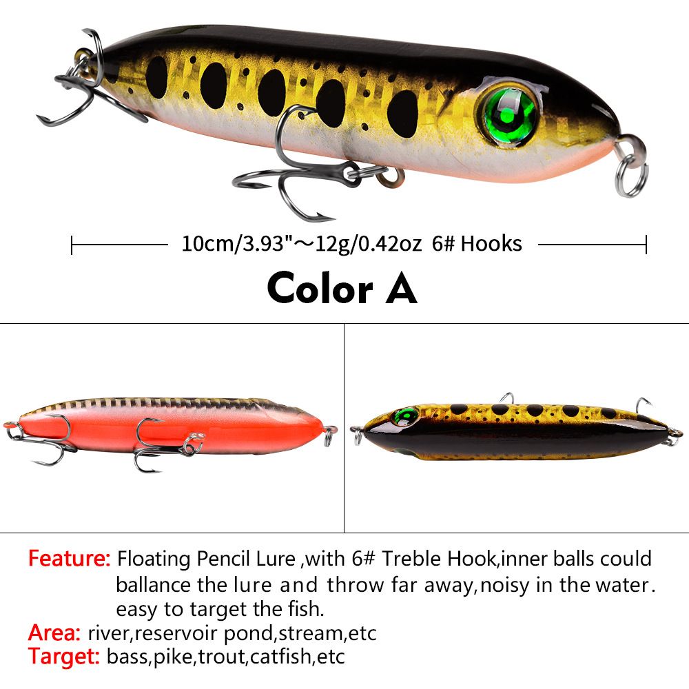 Simulated Fish Double Hook Long Casting Pencil Lure 11.5g Plastic Fly Fishing Bait 10.2cm DW102_voghion.com