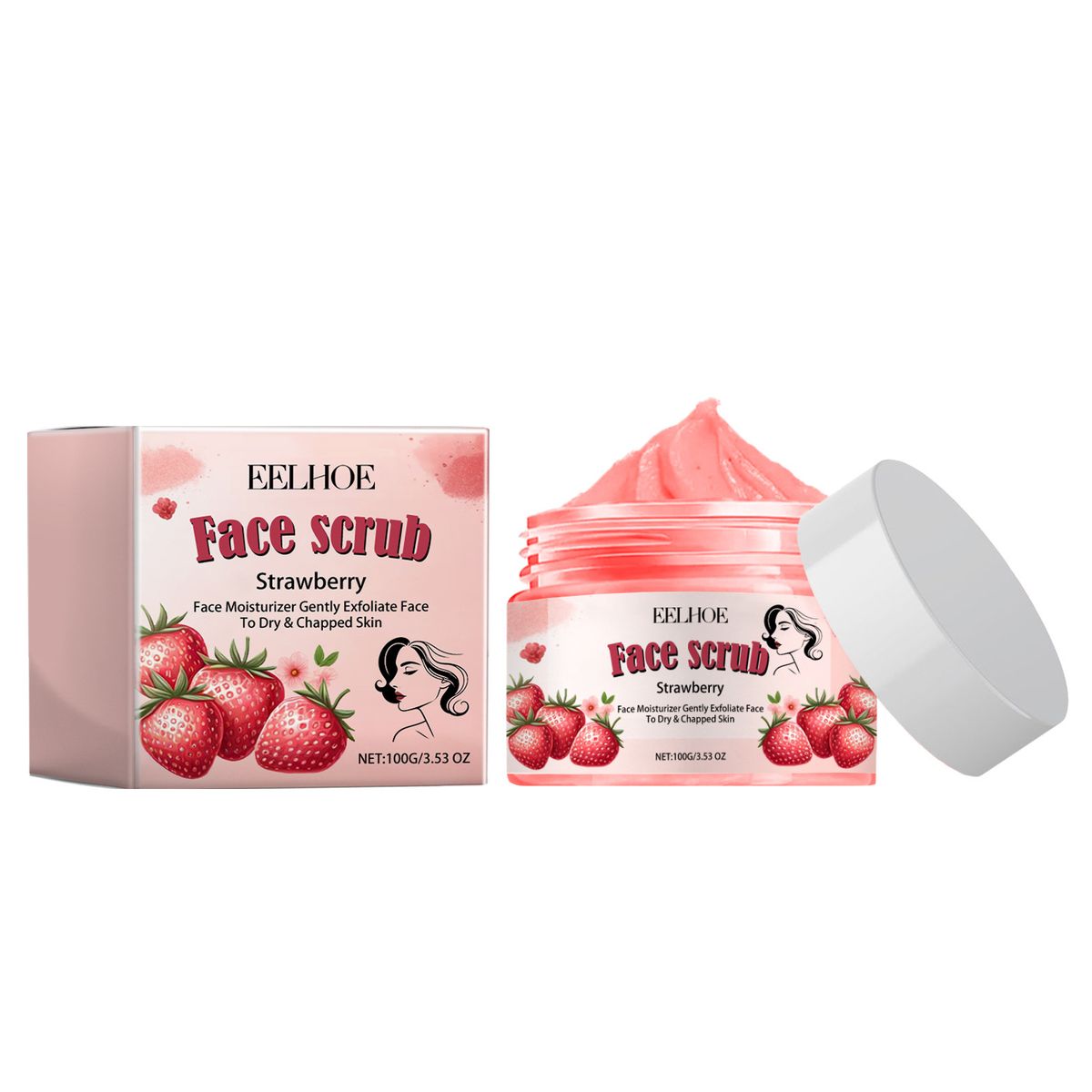 EELHOE Strawberry Scrub Cream Series Moisturizes Lips, Face, Body, Exfoliates, Peels Dry, Hydrates And Moisturizes The_voghion.com