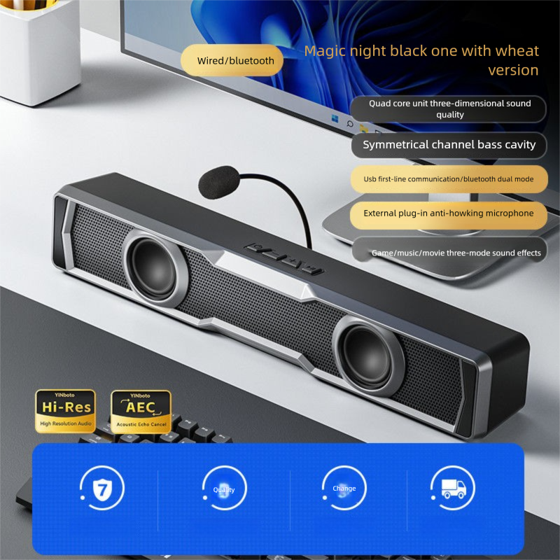 Computer Desktop USB Connessione diretta Microfono Portatile Casa Bluetooth Gioco Subwoofer Altoparlante_voghion.com