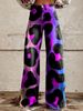 Trendy Plus Size Women's Printed Flare Pants - Stretch Denim-Like Wide Leg Trousers With 3D Patterns, Comfortable & Stylish Casual Wear_voghion.com