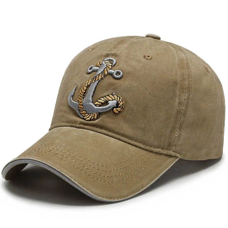 New Cool Cotton Washed Baseball Anchor Embroidery Four Season Outdoor Vintag Visor Casual Cap Hat For Women Men_voghion.com