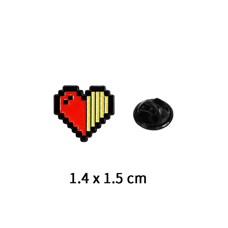 Pixel Love Cartoon Badge Brooch Red Heart Clothes Accessories Men's And Women's Backpacks Decoration Couple Brooch Tide_voghion.com