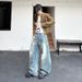 Vintage Distressed Washed Denim Jeans voor heren - Streetwear Retro Loose Fit Flared Bootcut Baggy Pants_voghion.com