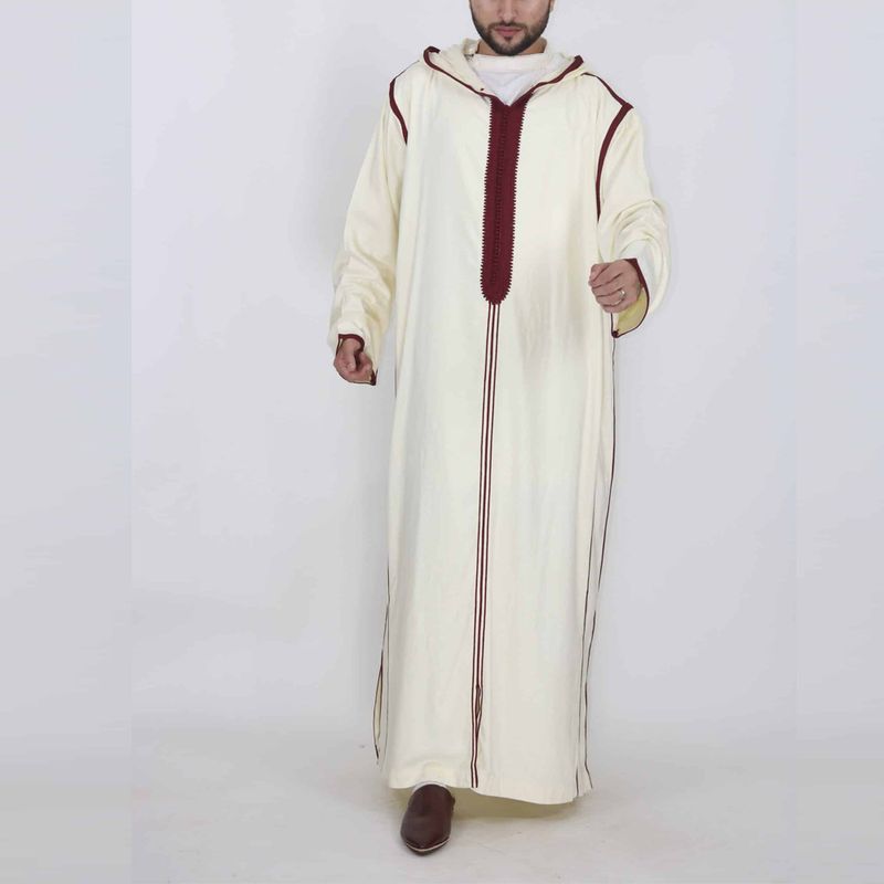 Roupas masculinas Árabe Longo Camisa com capuz masculina Manto muçulmano_voghion.com