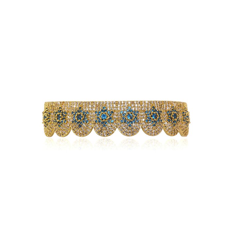 Hip-Hop-Grillz mit blauen Diamantsternen für Herren – vergoldeter Zahnschmuck für Rapper und Trendsetter (Größen 7–11)_voghion.com