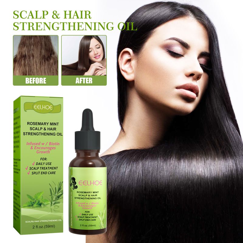 Huile capillaire fortifiante pour cuir chevelu Batana au romarin et à la menthe, 59 ml, huiles essentielles de biotine, traitement nourrissant, pointes fourchues, cheveux secs, tous types de cheveux_voghion.com