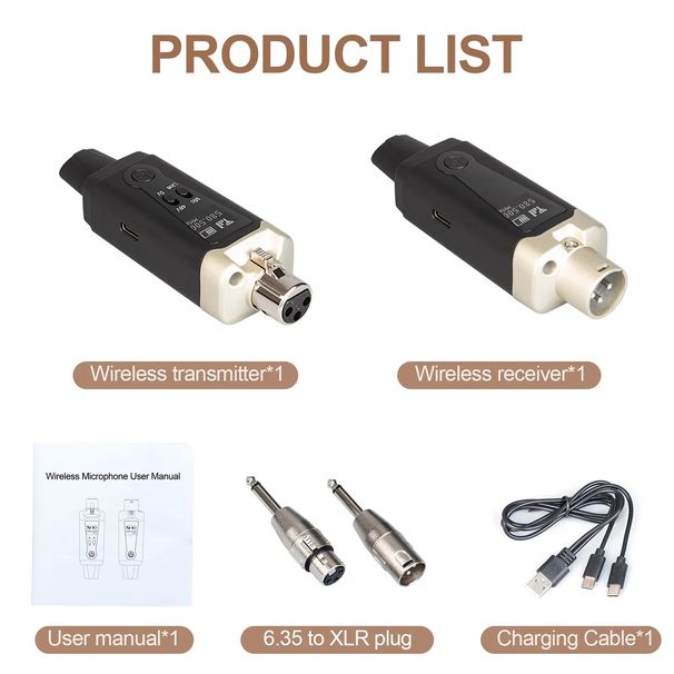 Adattatore convertitore XLR per sistema di microfoni wireless Depusheng MA5 UHutomatic Trasmettitore Configurazione per microfono dinamico a condensatore_voghion.com