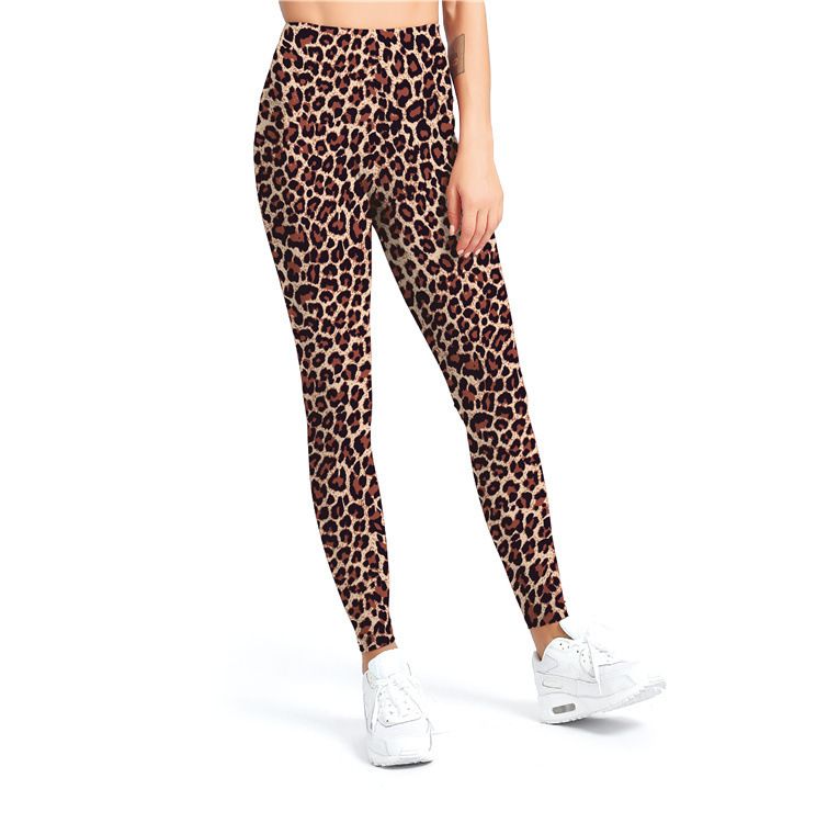 Leggings a nove punti da allenamento per yoga a vita alta in seta di latte stampata da donna_voghion.com