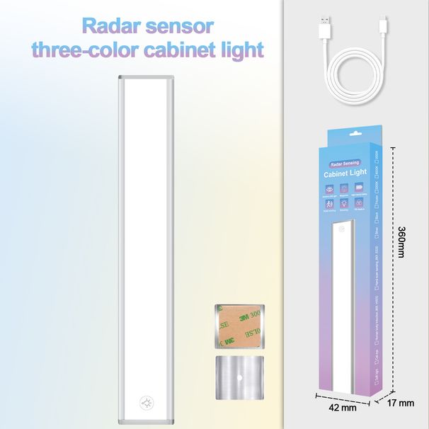 Radar Motion Sensor LED Cabinet Light - Ultra-Thin Touch Dimming With 3 Color Modes For Wardrobes, Kitchens & Bookshelves_voghion.com