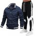 Herrenbekleidung Street Running Sports Jugend Fliegerjacke Spleißen Bedrucktes Jogginghosen-Set_voghion.com