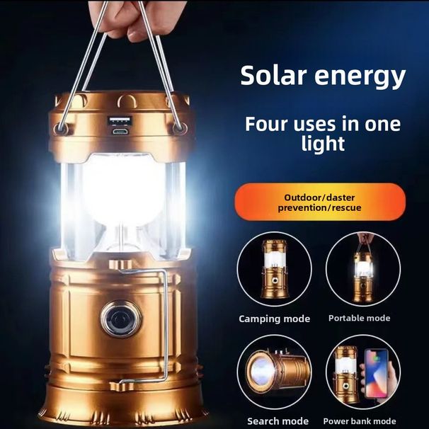Luce da campeggio multifunzione solare, ricaricabile tramite soffiaggio d'aria, modello da campeggio, torcia di emergenza, luce esterna_voghion.com