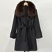 Fox Fur Hooded Coat – Reversible Cashmere Blend Oversized Trench For Petite Frames (65cm Length With Adjustable Belt For Effortless Volume Control)"_voghion.com