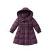 Girls' down cotton thickened and warm, long length jacket, stylish, medium to large size, waist cinched, children's 2024_voghion.com