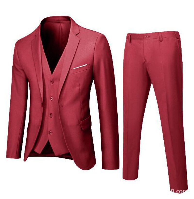 Vêtements pour hommes Costume trois pièces Slim pour homme Costume d'affaires pour homme Témoin de mariage Robe de mariée_voghion.com
