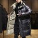 Herrenbekleidung Seiden-Baumwolljacke mittellang und lang schwarz mit Kapuze verdickte trendige Jugend glänzende Jacke_voghion.com