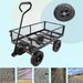 (Black Solid Wheels Wagon Cart) Solid Wheels Tools Cart Wagon Cart Garden Cart Trucks Make It Easier To Transport Firewood_voghion.com
