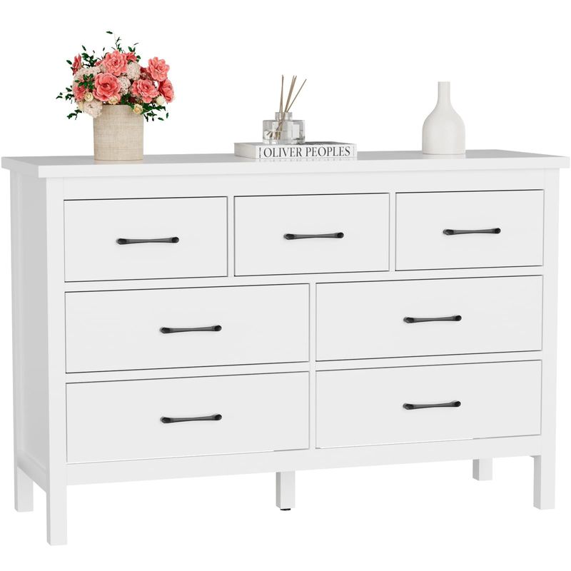 7 Drawer Dresser For Bedroom, Storage Cabinet With Metal Handles, Modern Closet Of Drawers For Living Room_voghion.com