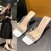 Light Luxury Gold Style Rhinestone Transparent High-heeled Straight Strap With Thick Heels Outdoor Wear, Square Headed_voghion.com