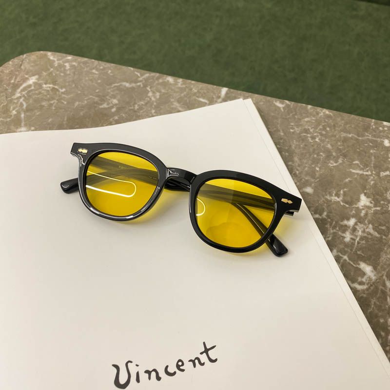 LazyZoom GD Yellow Ins Korean Top Shining Red Sunglasses Men's And Women's Frame Small Face Fashion Glasses With Myopia_voghion.com