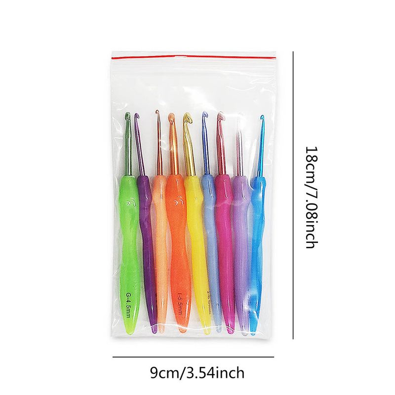 Crochet tool sweater needle ABS rainbow plastic handle aluminum oxide crochet needle_voghion.com