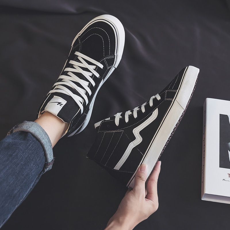 Triple vulcanized high top canvas shoes for men and women, couple shoes, skateboard shoes, versatile student fashion shoes, sports casual rubber shoes_voghion.com