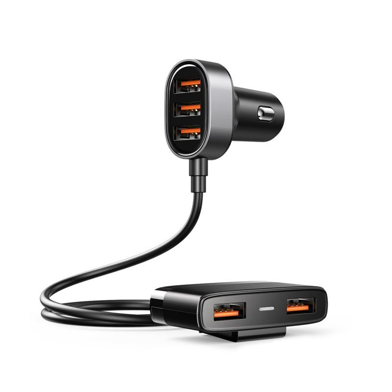 Caricabatterie multiplo USB per auto a 5 porte, adattatore per caricabatteria rapido con cavo di prolunga da 1,5 m, caricabatteria rapido per auto per iPhone Samsung_voghion.com