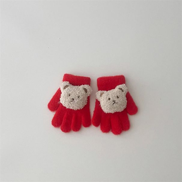Guantes para niños, invierno, dibujos animados, oso, cálidos, tejidos a mano, para bebé y estudiante._voghion.com