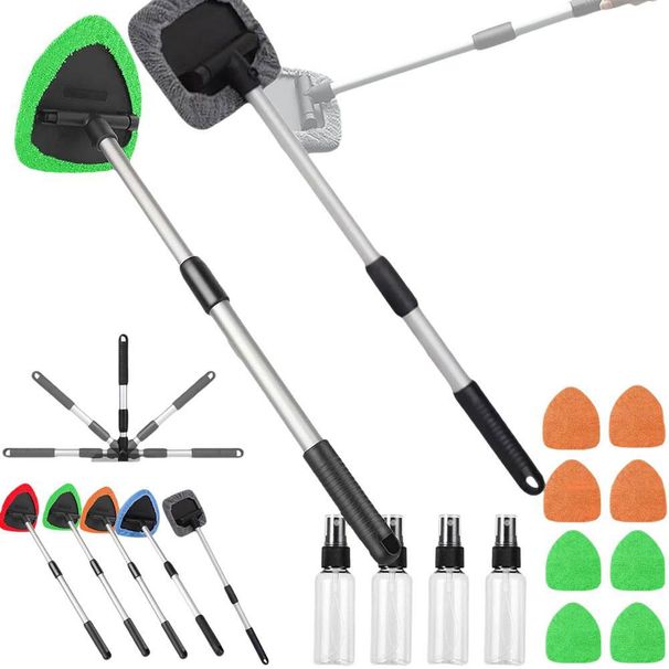 2pcs Defogging Car Windshield Cleaning Brush, 2 Plastic Handles_voghion.com