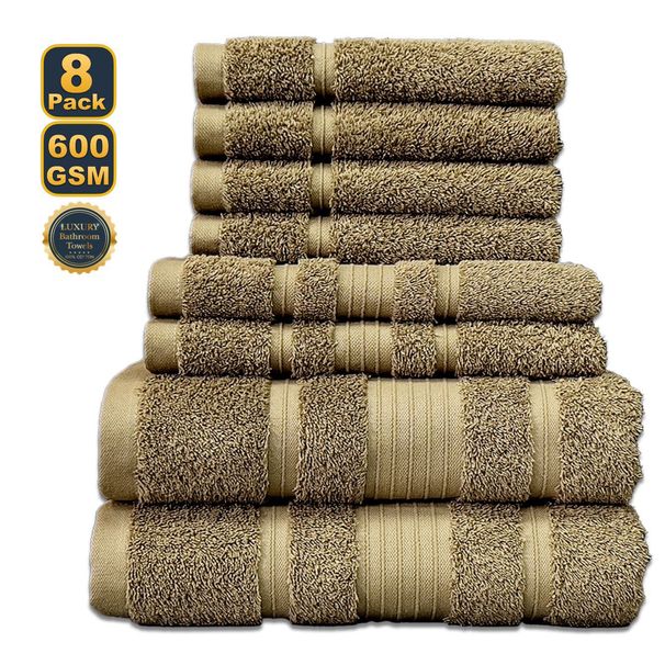 Σετ πετσετών μπάνιου 8 τεμαχίων από 100% βαμβάκι, εξαιρετικά μαλακές, απορροφητικές_voghion.com