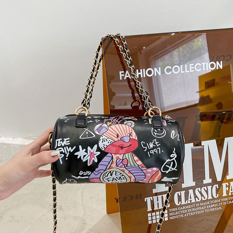 Bear Graffiti Lady's S Chain Mobile Phone Shoulder Bags Simple Small Square Bag Women's  Designer Handbags For Women_voghion.com