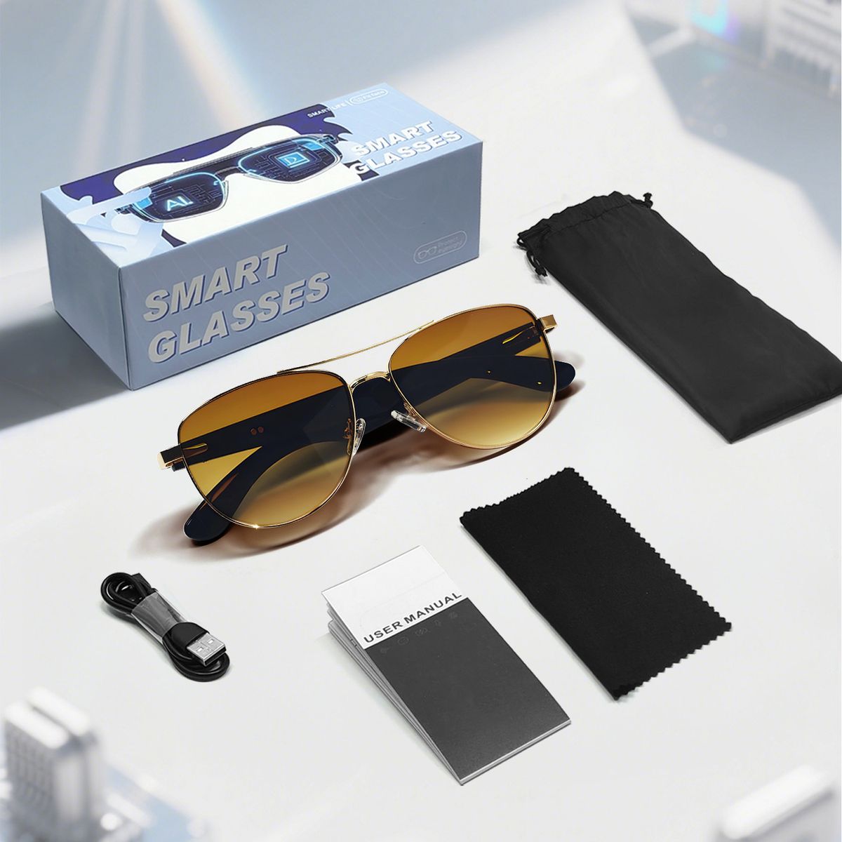 GT32 Auto On/Off Bluetooth Glasses With Metal Spring Hinge - AI Smart Glasses For Music & Calls_voghion.com