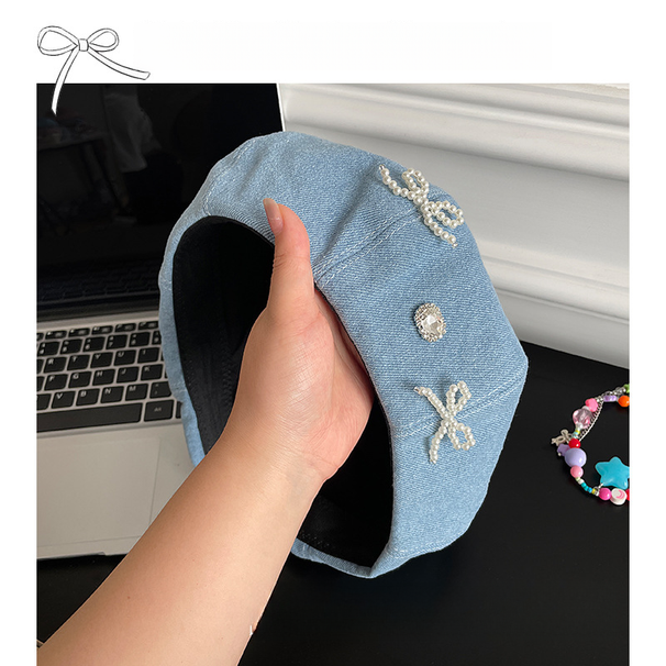 berretto da cowboy con fiocco, dolce, fresco, caldo, ragazza, cento, tipo di viso, mostra piccole nuvole, berretto da donna_voghion.com