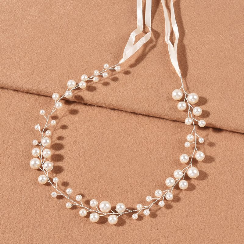 Accessori per matrimonio sposa, catene per capelli con perline intrecciate in filo di rame lucido e perle che preservano il colore, con cerchietti_voghion.com