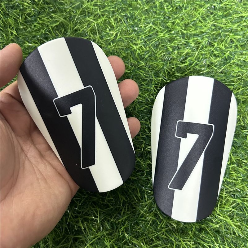 "7" Small Black Football Shin Guards For Kids & Youth - Lightweight Mini Shin Pads For Soccer Training & Matches - Adjustable Straps, Comfort Fit_voghion.com