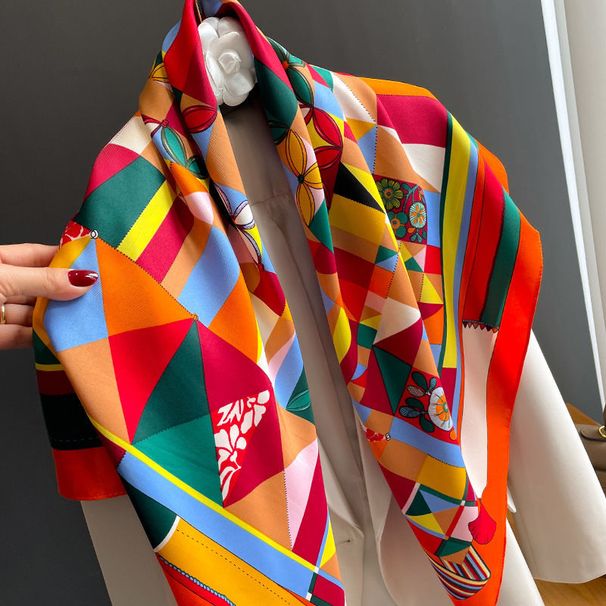 Scialle lungo alla moda versatile con stampa solare in seta dolce giapponese e coreana, nuovo per la primavera e l'estate da donna_voghion.com