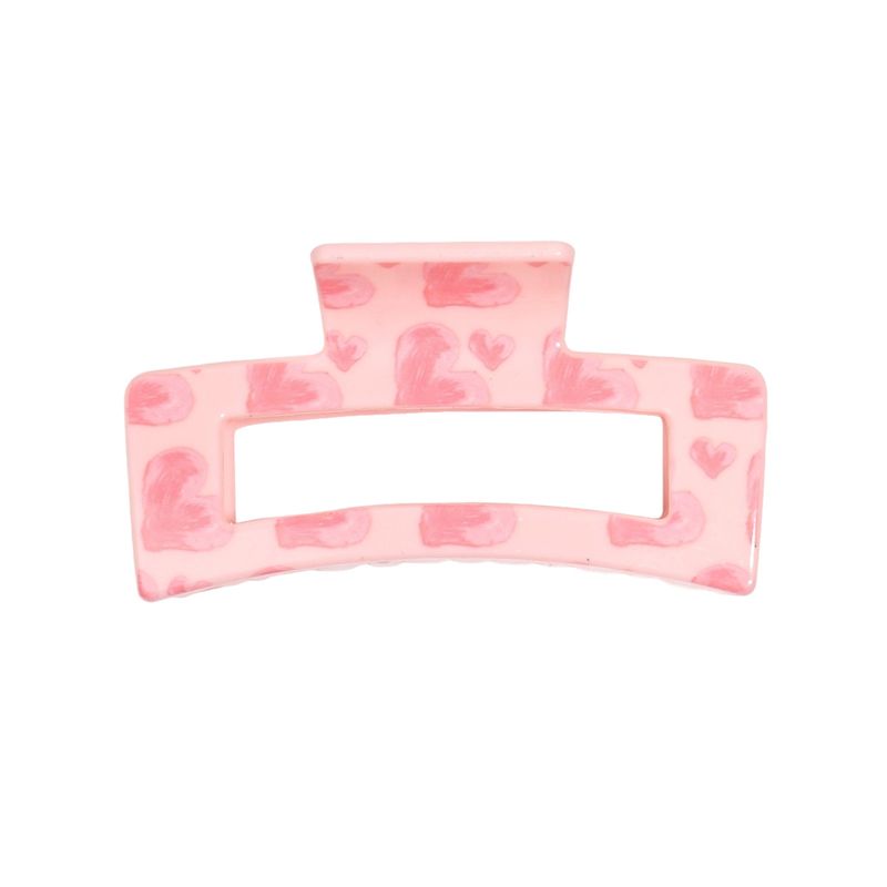 Cute Heart Print Square Shark Clip For Thick Hair - Back-of-Head Updo Heat Transfer Premium Hair Accessory_voghion.com