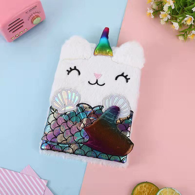Cross-border cute plush A5 Notebook three-dimensional embroidery fabric hand Ledger cute cartoon notebook diary_voghion.com