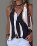 Women's Clothing simple V-neck metal buckle printed vest top _voghion.com