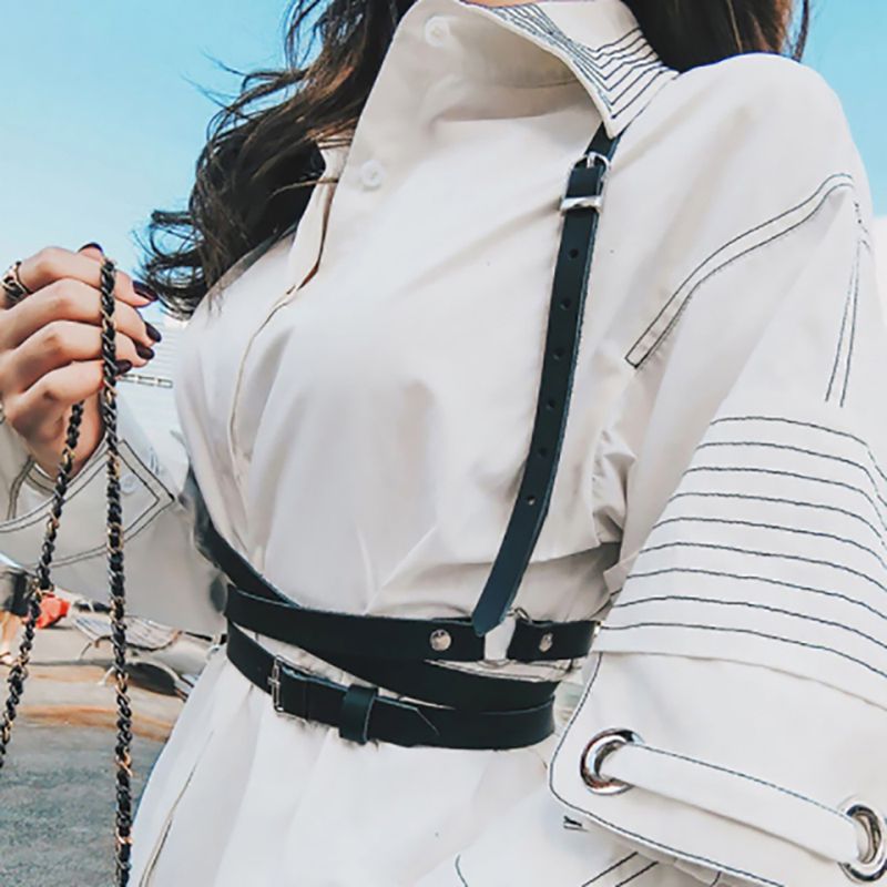 Koşum Kemeri Moda Koşum Korse Askıları Kadınlar için Pu Deri İç Çamaşırı Vücut Koşumu Esaret İç Çamaşırı_voghion.com