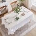 Tablecloth Set - Elegant Lace Trimmed Minimalist Dining Table Cover & Tea Table Mat, Stain-Resistant Vintage Boho Style_voghion.com