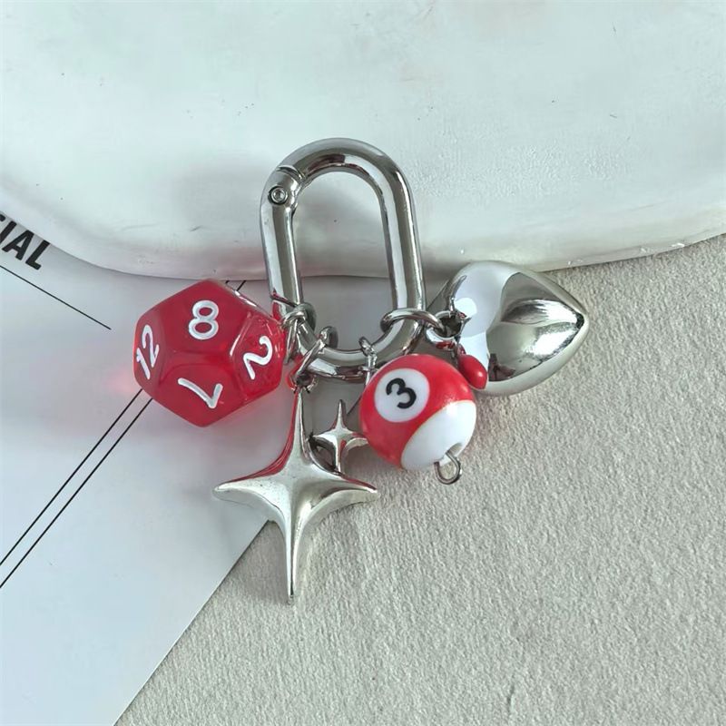 Ins Exquisite Schwarz Glück Würfel Keychain Mode Tasche Anhänger Student Rucksack Dekoration_voghion.com