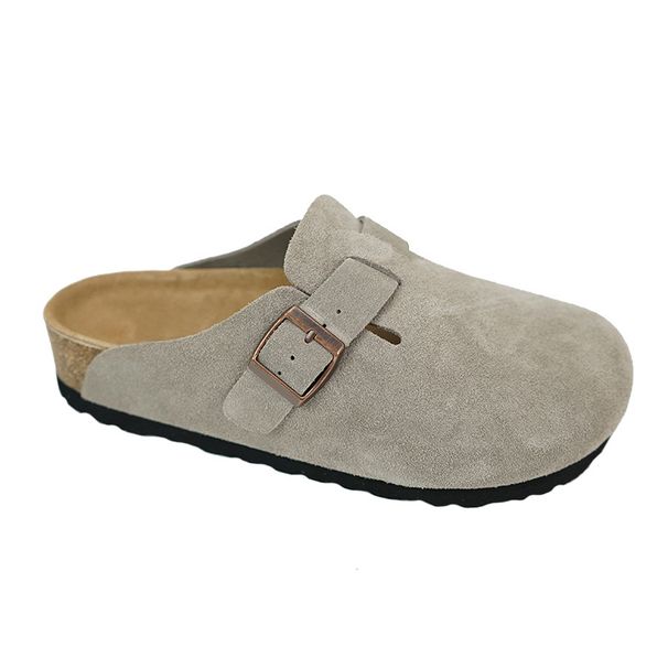 Weite Passform Clogs aus echtem Leder Kork Halbschuhe 2025 Neue Lazy Casual Slip-On Schuhe_voghion.com