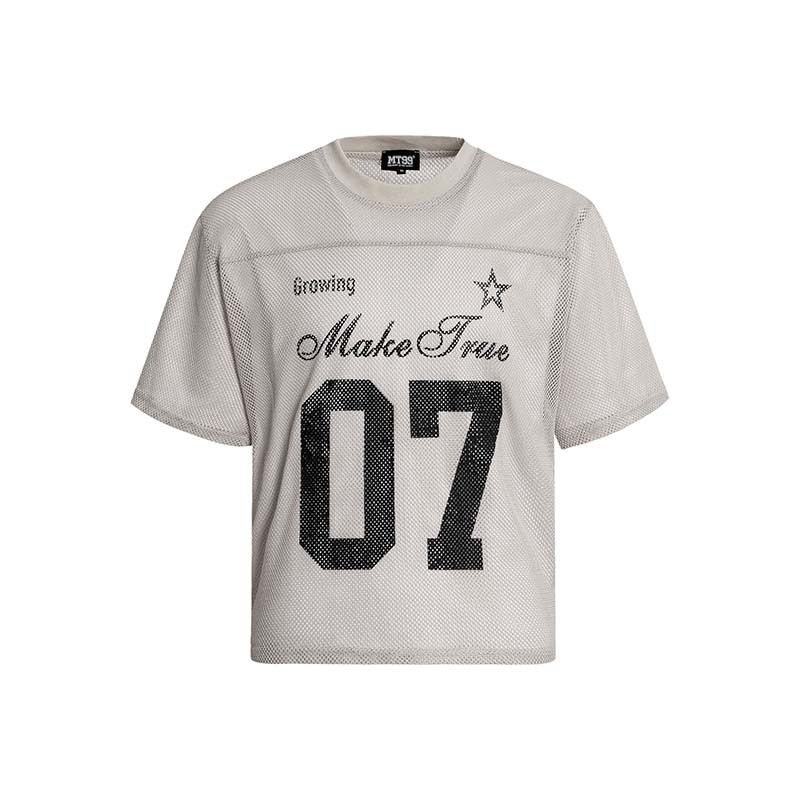 T-shirt d'été ample à manches courtes pour homme, imprimé ajouré, style sportif_voghion.com