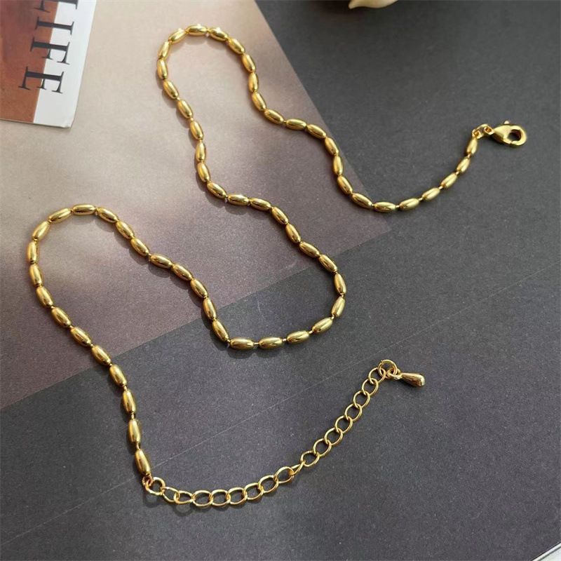 niche design gold bean bead necklace for women, high-end, simple, versatile, clavicle chain necklace_voghion.com