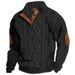 Men's Cable Knit Sweater With Turn-Down Collar, Long Sleeve Winter Pullover For Casual & Office Wear (Dark Grey, Black) – Available In Sizes_voghion.com