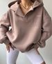 Women's fleece hooded printed long sleeve base sweater V-neck fleece_voghion.com
