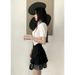 Női rakott szoknya Kawaii gótikus fekete mini szoknya koreai magas derekú Y2k Harajuku Vintage bandázs A-vonalú szoknya Ruhák Nyári_voghion.com