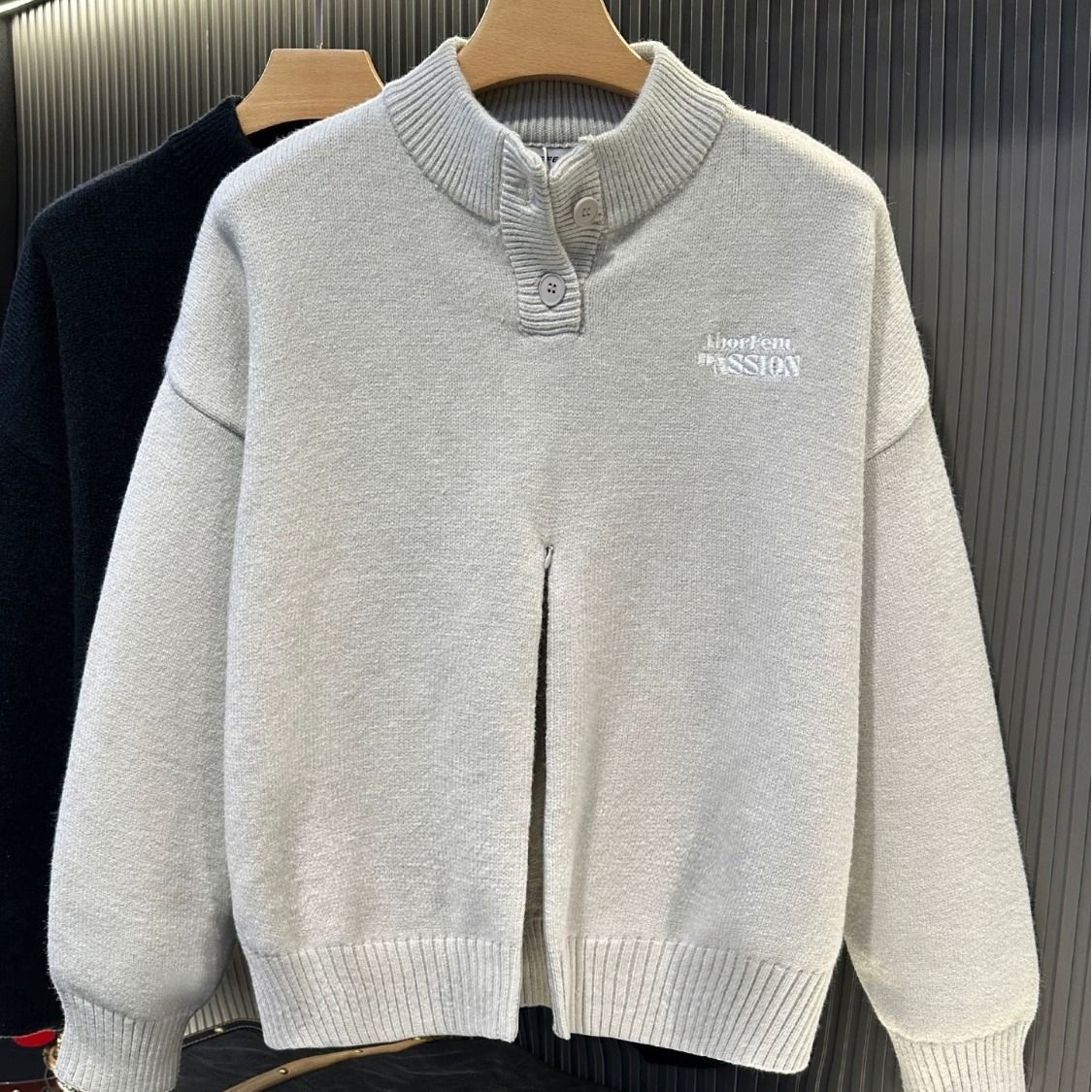 Men's High Street Letter Embroidery Sweater - Trendy Oversized Knit Top With Unique Design, Casual Loose Fit For Everyday Wear_voghion.com