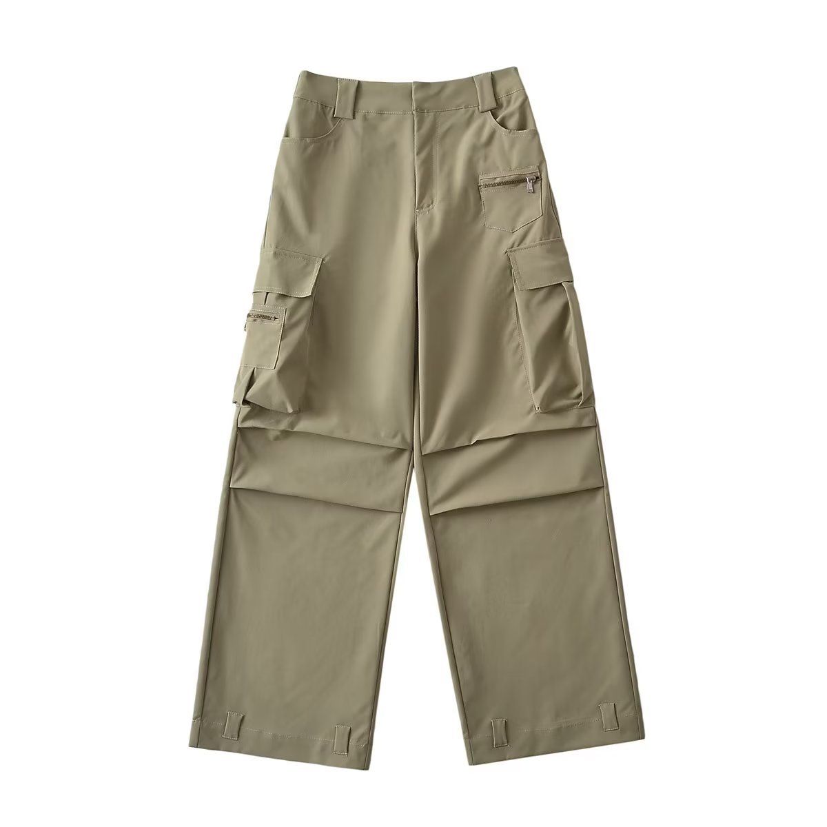 Design multi-pocket overalls for women  American style hot girl loose high waist slim wide leg mopping trousers_voghion.com